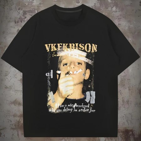 เสื้อยืด Oversize สไตล์ฮิปฮอปรетро ลายพิมพ์มินิมอล เนื้อผ้านุ่มสบาย สำหรับคู่รัก