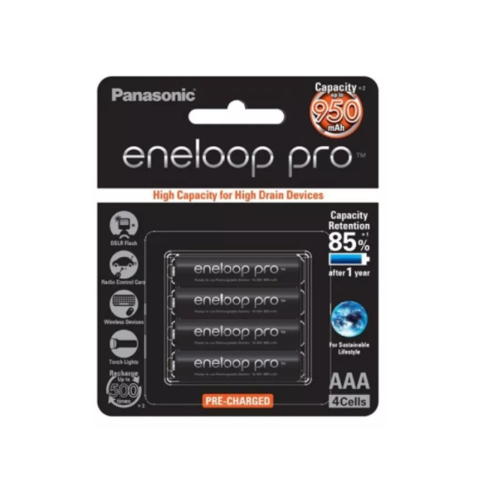 ถ่านชาร์จ Panasonic eneloop pro AAA 950mAh บรรจุ 4 ก้อนต่อแพ็ค