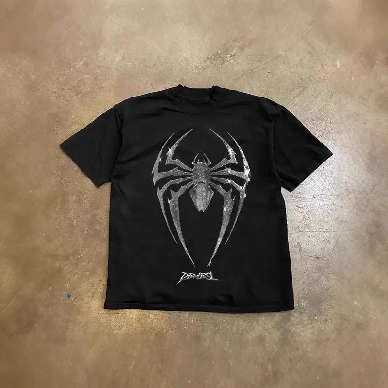 ส่งจากกรุงเทพ เสื้อยืดแขนสั้นชาย เสื้อโอเวอร์ไซส์ ลายตัวอักษรขาวดำมินิมอล คอกลม S-3XL