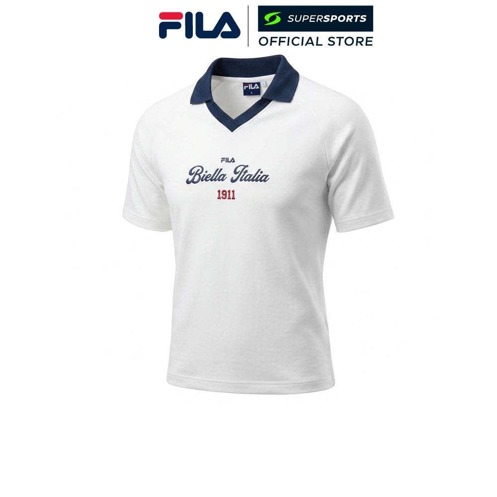 FILA White เสื้อโปโลผู้ชาย สีขาว