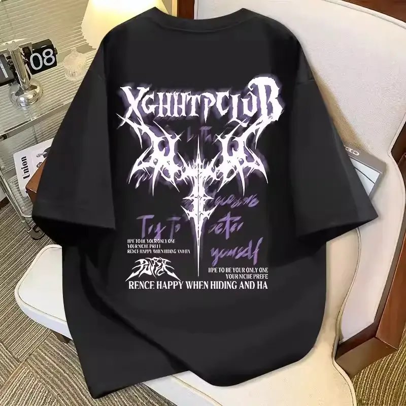 เสื้อยืดคู่รักสำหรับของขวัญวันเกิด ลายสไตล์เกาหลีเท่ ชายหญิงคอกลมแขนสั้นทรงหลวม รุ่น2026 ผ้าฝ้าย100% อ่อนโยนต่อผิว