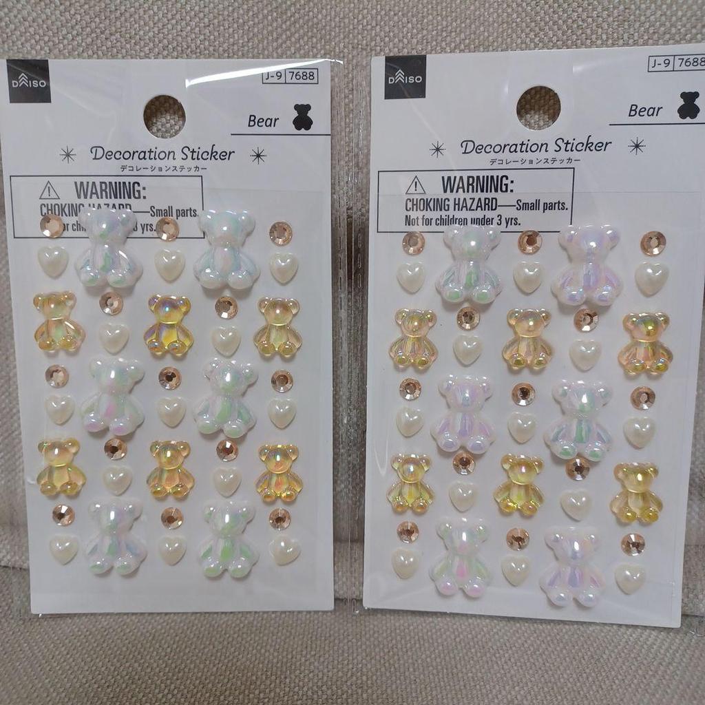 【Direct from Japan】สติกเกอร์เพชรเทียม สติกเกอร์ตกแต่ง รูปหมี จากร้าน Daiso【Japan Exclusive】
