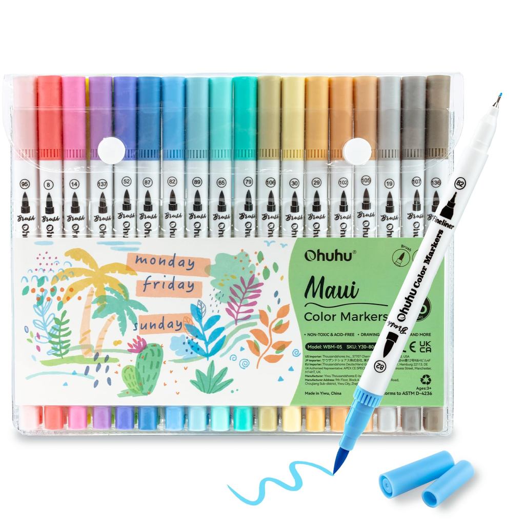 【ตรงจากประเทศญี่ปุ่น】Ohuhu Art Markers 36 สี Pastel ปากกาหัวพู่กัน 2 หัว