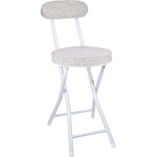 PEARL METAL Folding Pipe Chair with Back Ivory Fabric N-7640 Width 30.5 x Depth 47 Height 73cm, Seat