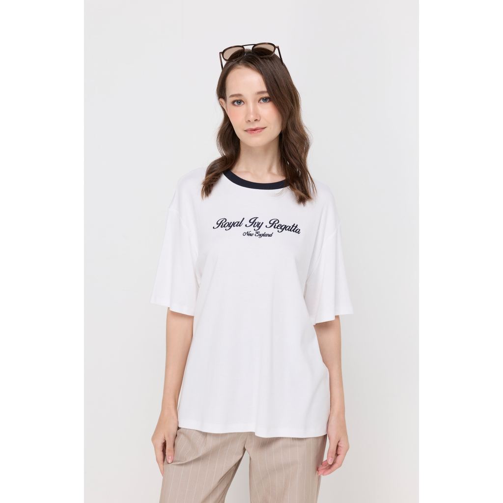 ROYAL IVY REGATTA - Contrast Rib Embroidered T-Shirt White เสื้อยืด (R26WGWA175) — صورة 3
