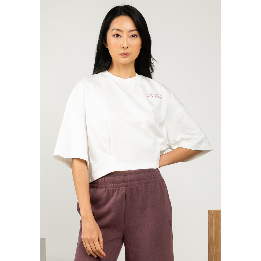 Skechers สเก็ตเชอร์ส เสื้อครอปผู้หญิง Women Crop Tee Apparel - SL325W447-00QF