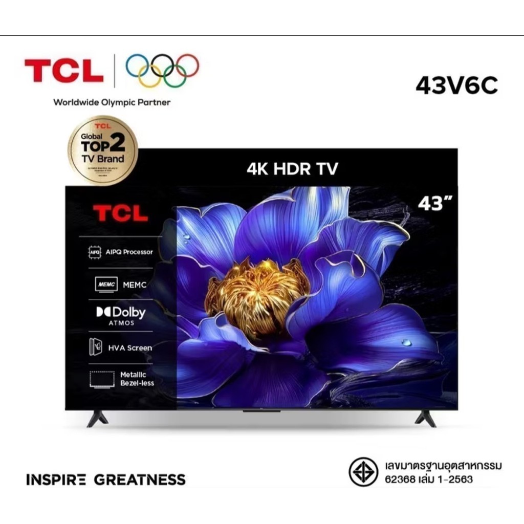 TCL สมาร์ททีวี รุ่น 43V6C ขนาด 43 นิ้ว