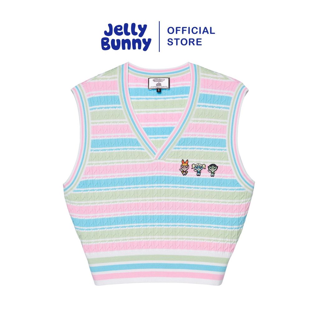 JELLY BUNNY เสื้อนิตลายทางปักลาย POWERPUFF GIRLS รุ่น B26SGWB011
