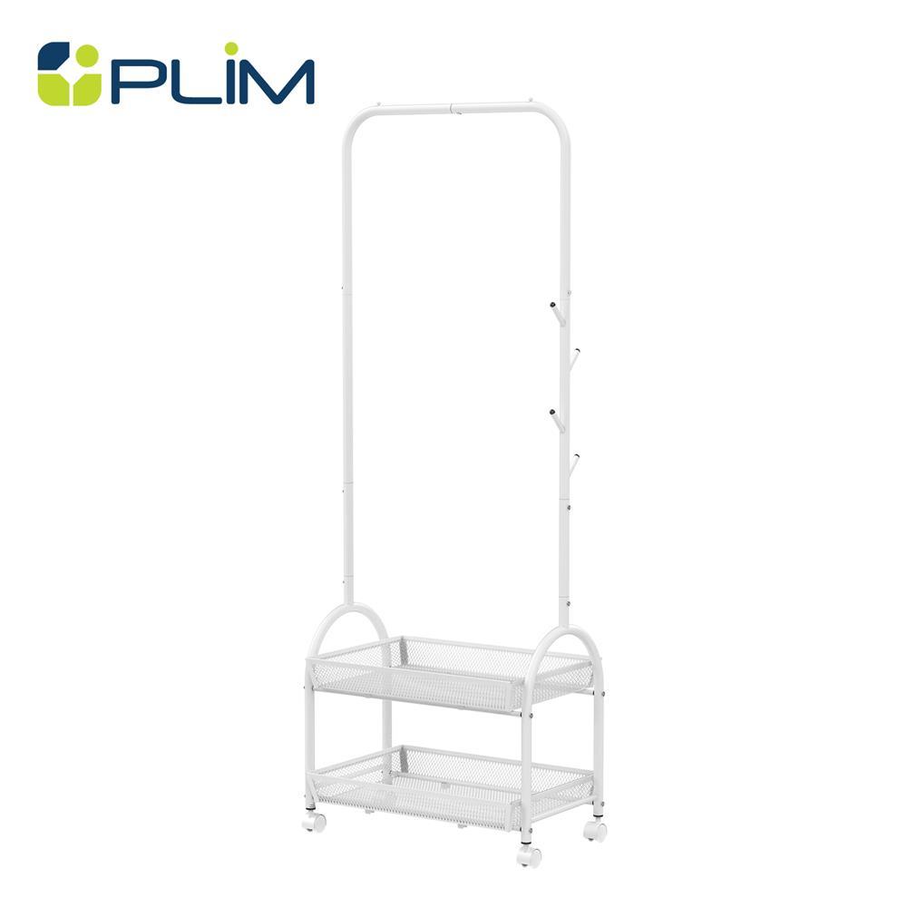 PLIM ราวแขวนผ้ามีล้อพร้อมชั้นวางของ 2 ชั้น  POLAR 60 ซม. สีขาว จัดส่งโดย HomePro