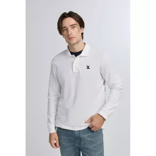 CC DOUBLE O LONG SLEEVE PIQUE POLO SHIRT ผู้ชาย เสื้อโปโลแขนยาวผ้าปิเก้ปักนก รุ่น O26WGMA029 (AW26 #P1)