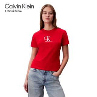 CALVIN KLEIN เสื้อยืดคอกลมแขนสั้นผู้หญิง ทรง Slim รุ่น 47E88…