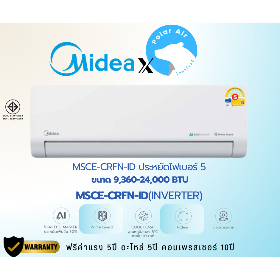 แอร์ติดผนัง MIDEA รุ่น Celest Inverter (MSCE-CRFN-ID) 9360-24000BTU