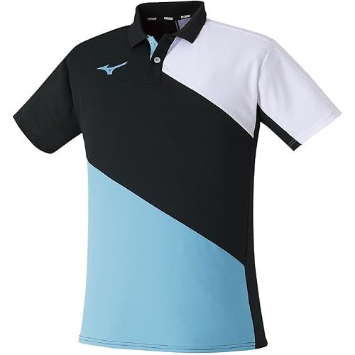 Mizuno Tennis Wear Game Shirt Sticky Reduction Dynamotion Fit 62JA2007 Black Blue Atoll XL
