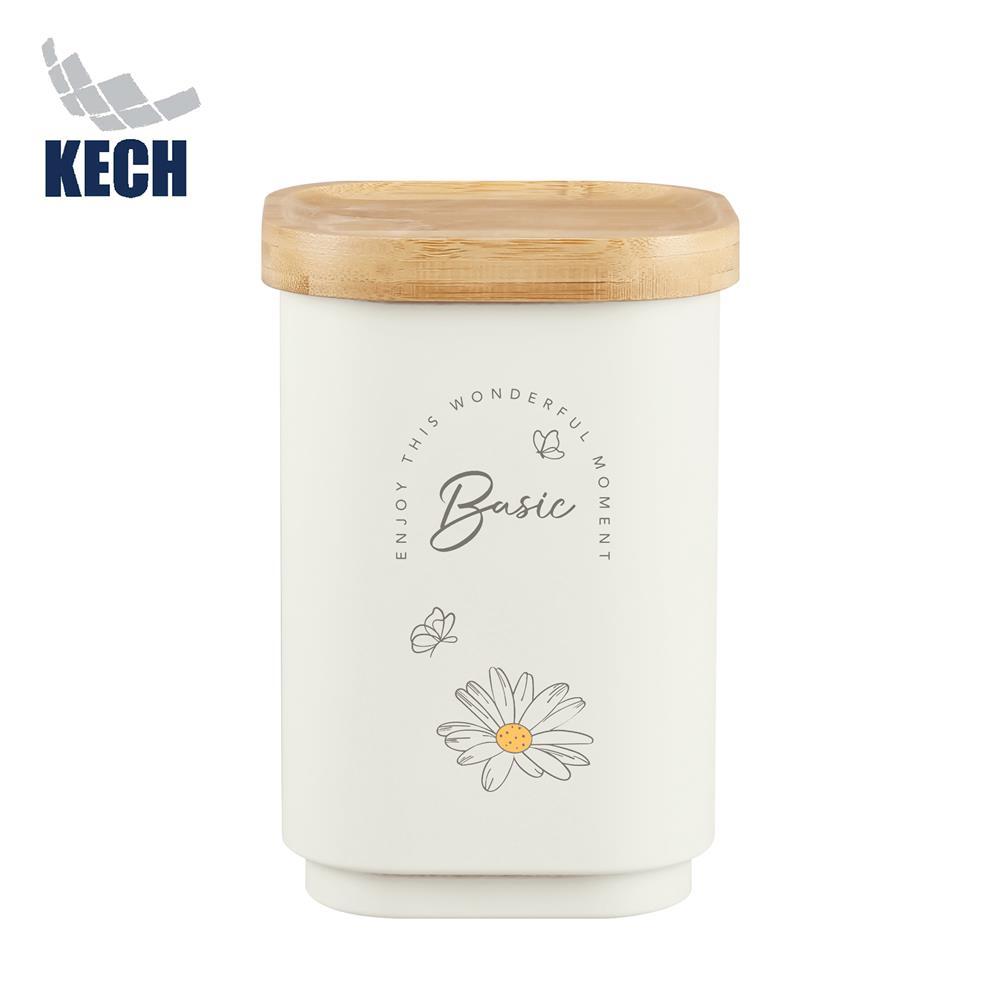 KECH ขวดโหลเหลี่ยมฝาดึง 1.3 ลิตร MOTHA สีครีม จัดส่งโดย HomePro