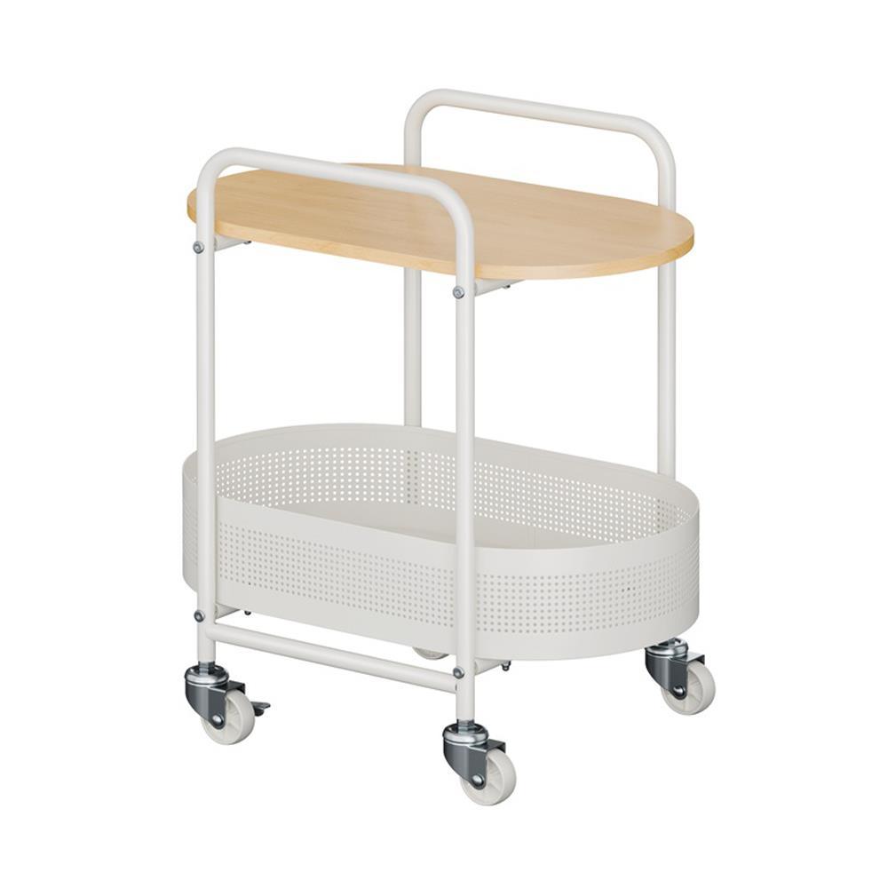 STACKO ชั้นวางของ 2 ชั้น พร้อม TOP ไม้ มีล้อ BOWA 49.5x32.6x54.5 ซม. สีขาว