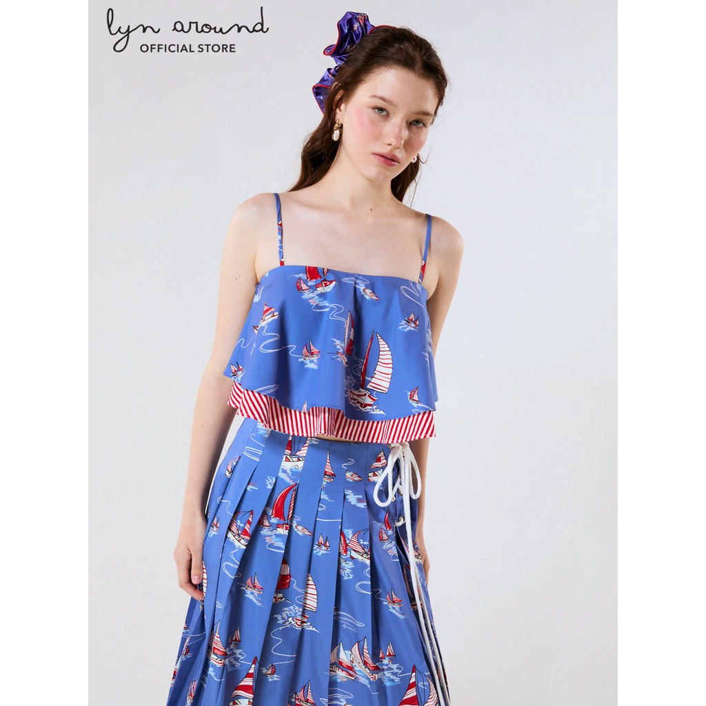 Lyn around - เสื้อสายเดี่ยวพิมพ์ลายเรือใบ คอลเลกชัน Califonia Yacht Club (A26SGWA089)