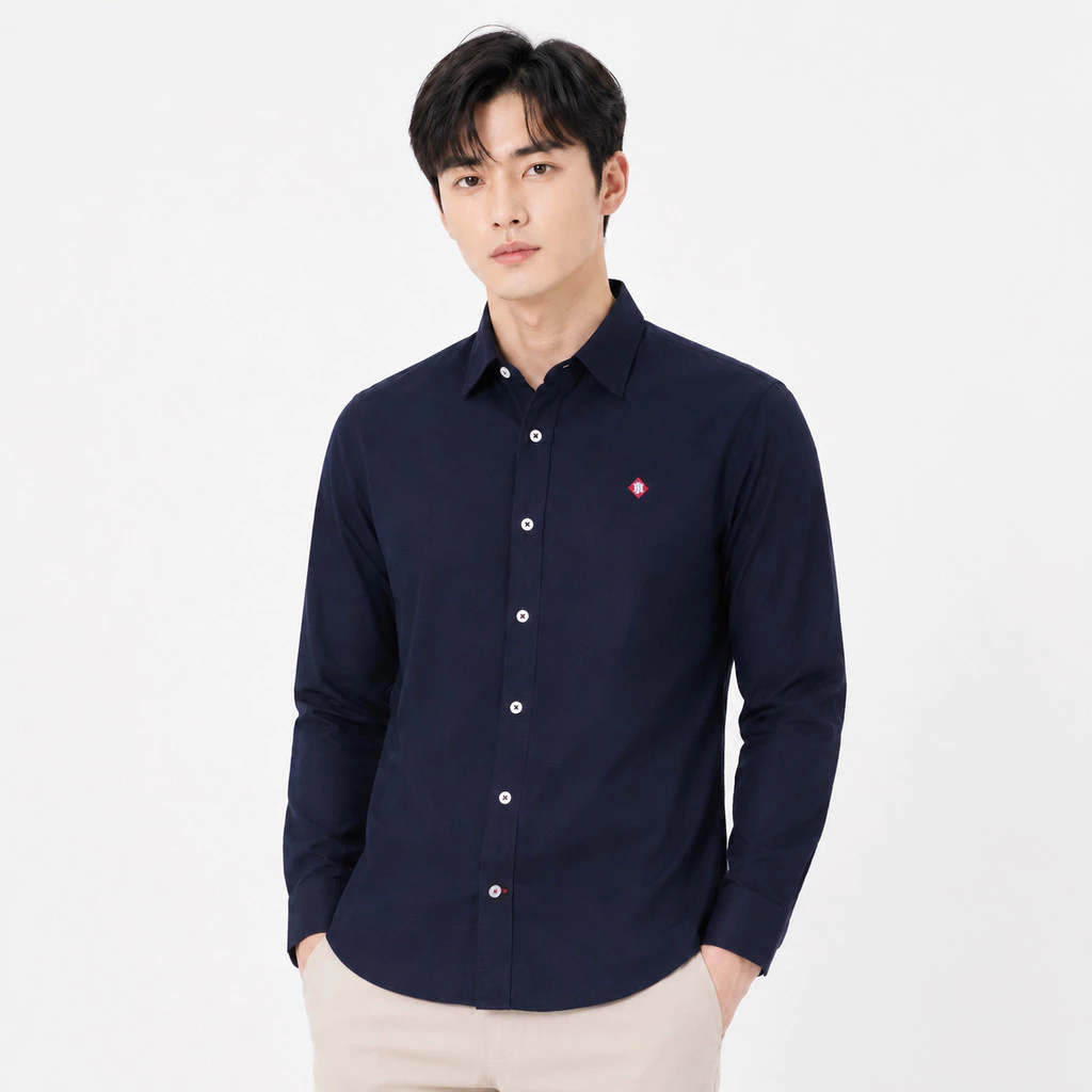 John Henry เสื้อเชิ้ตผู้ชายแขนยาว ทรงเข้ารูป รุ่น JH S426MSLSM14 - สีกรมท่า