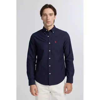 CC DOUBLE O SIGNATURE LONG SLEEVE OXFORD SHIRT ผู้ชาย เสื้อเชิ้ตแขนยาวผ้าอ็อกซ์ฟอร์ดปักนก รุ่น O26WGMA031 (AW26 #P3)