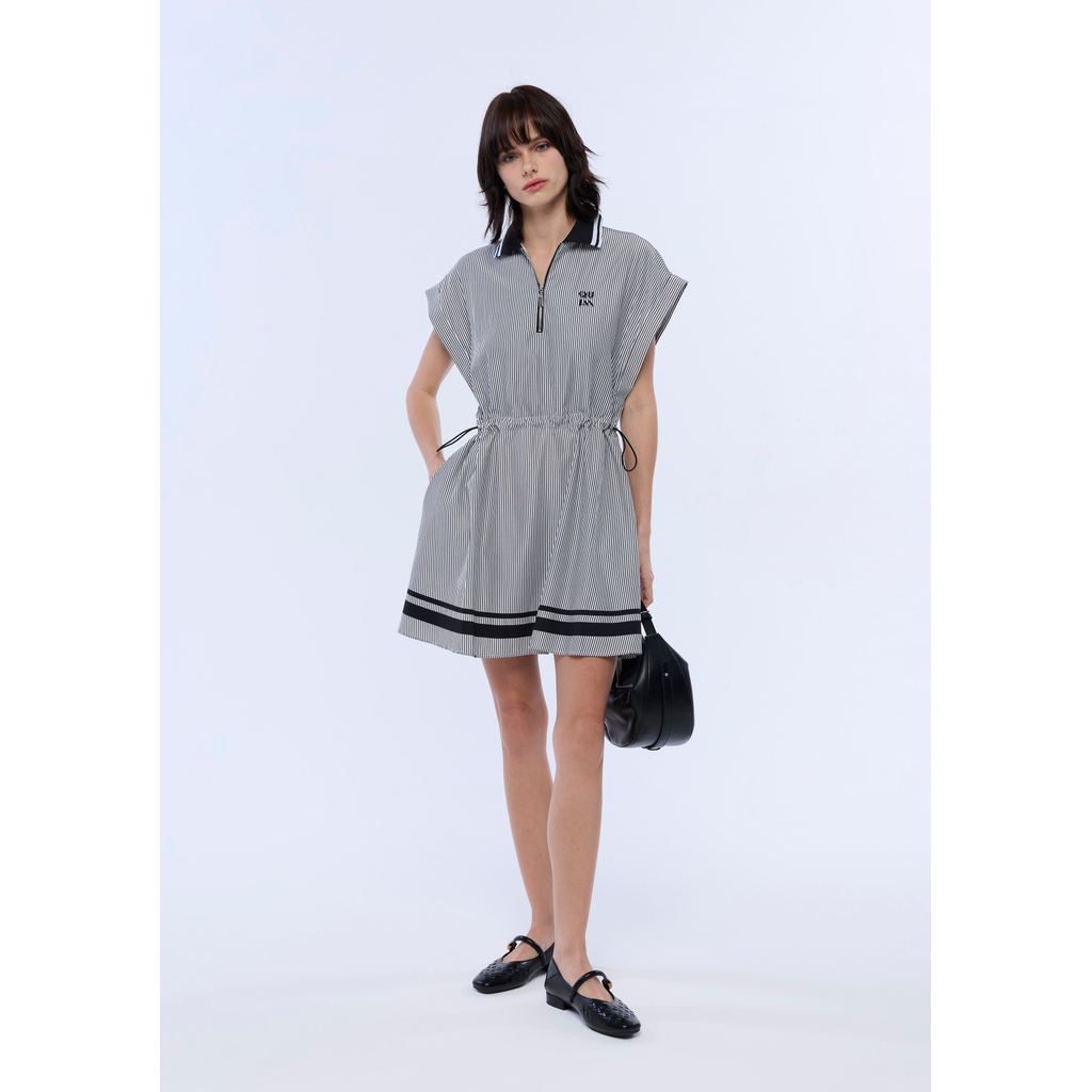 QUINN - Stripe Drawstring Waist Mini Dress ชุดเดรส (Q26FGWA031) — صورة 2