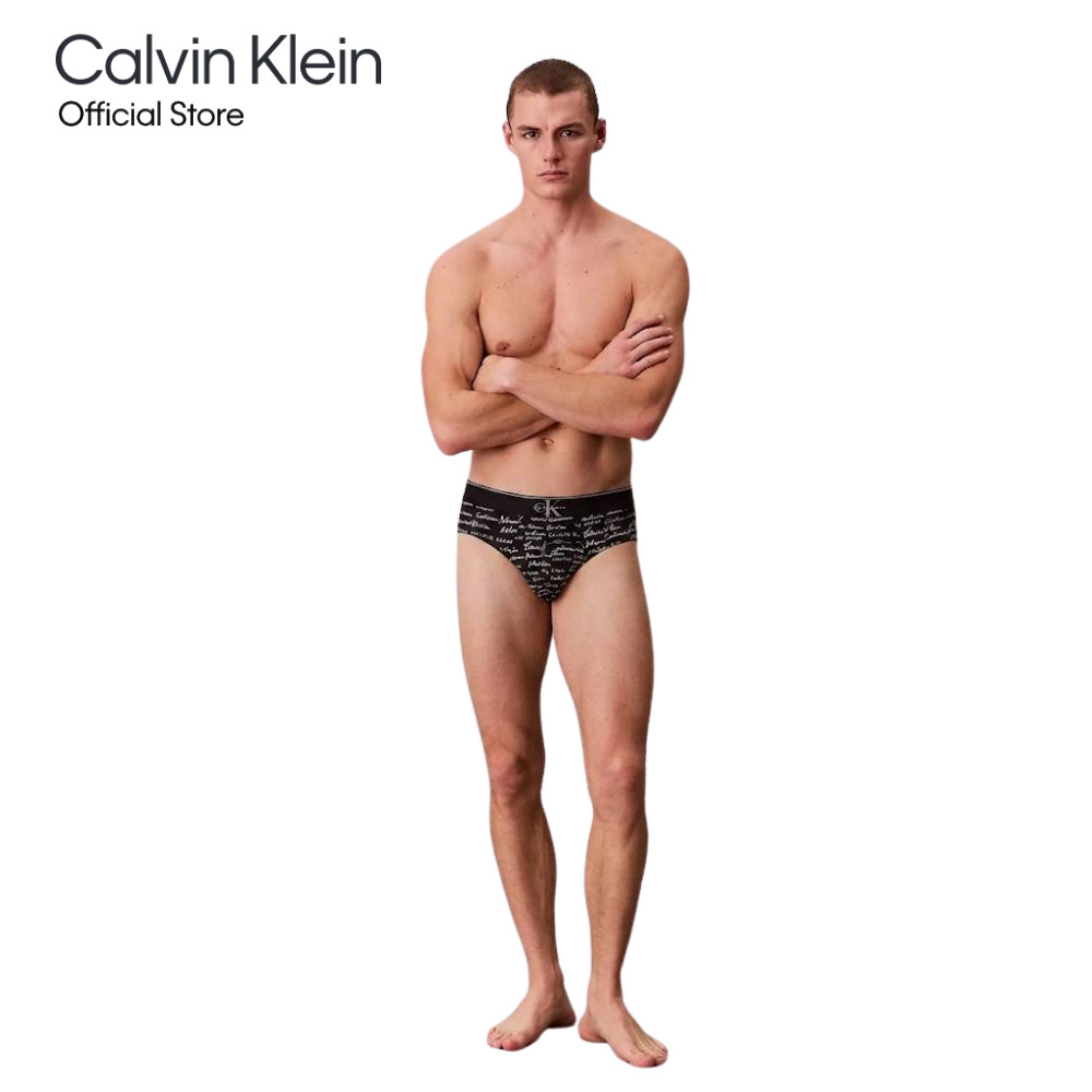CALVIN KLEIN กางเกงในผู้ชาย Graphic Monogram Microfiber ทรง Hip Brief รุ่น NB4493 4N5-สีดำ