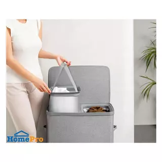 PLIM ถังผ้าเหลี่ยมสูง 2 ช่อง FABBIN สีเทา จัดส่งโดย HomePro
