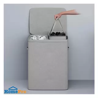PLIM ถังผ้าเหลี่ยมสูง 2 ช่อง FABBIN สีเทา จัดส่งโดย HomePro