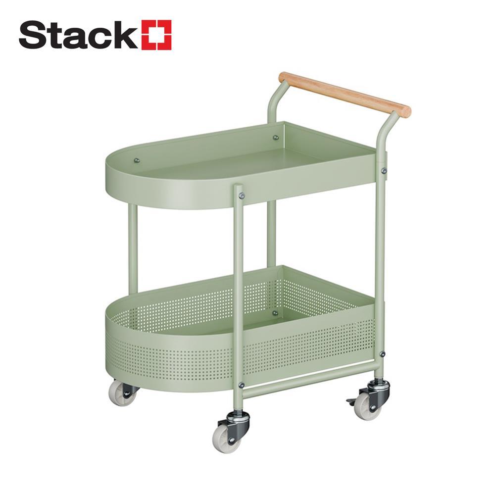 STACKO ชั้นวางของ 2 ชั้น มีล้อ DORU 48x35x55 ซม. สีเขียว จัดส่งโดย HomePro