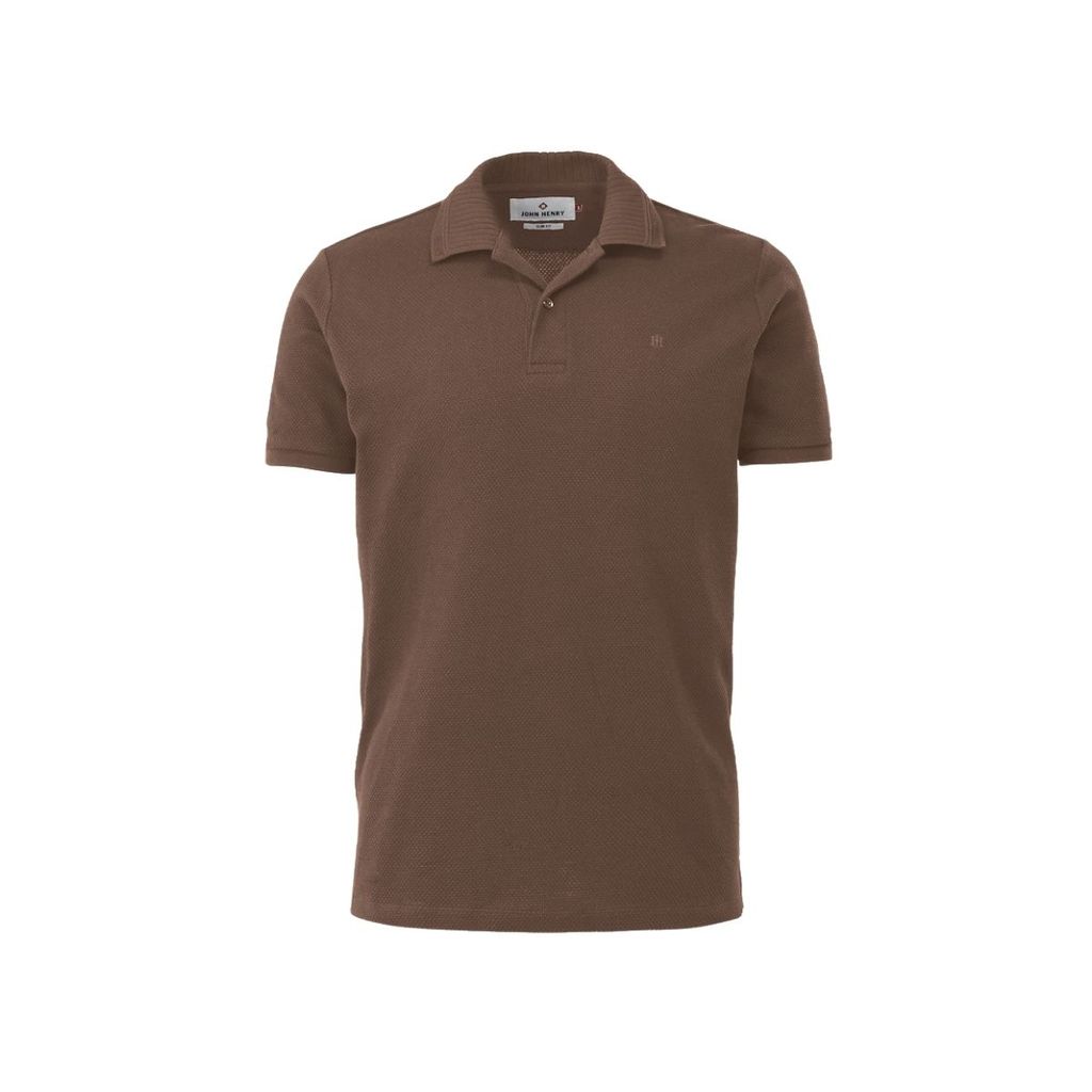 John Henry เสื้อโปโลผู้ชาย ทรงเข้ารูป รุ่น JH S226MPLSM17 - สีน้ำตาล