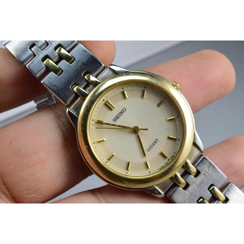 นาฬิกา Vintage มือสองญี่ปุ่น Seiko Lucent 7N21 0030 ผู้หญิง ควอตซ์ ทรงกลม 33mm