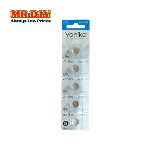 VONIKO ถ่านกระดุมอัลคาไลน์ LR44 AG13 1.5 โวลต์ จำนวน 5 ก้อน/แผง