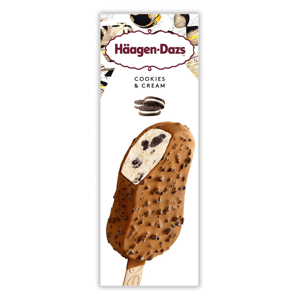 [0221954] Haagen Dazs Cookie&Cream Stickbar 80 Ml ฮาเก้น-ดาส คุกกี้ แอนด์ ครีม แบบแท่ง (แพ็คสินค้าเก็บความเย็น)