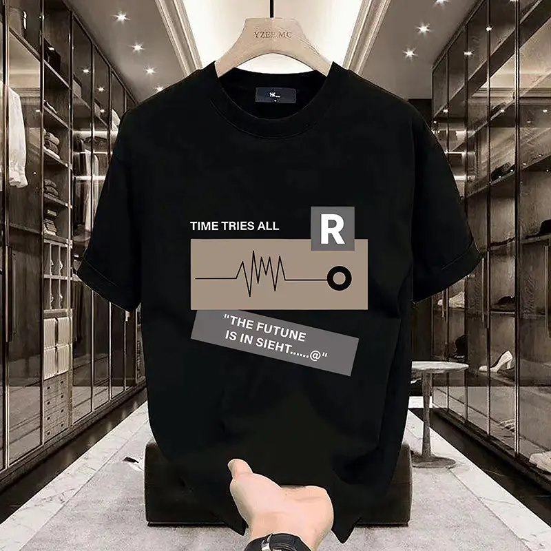 เสื้อยืดสั้นชายหญิง ดีไซน์ลายพิมพ์แฟชั่น รุ่นใหม่ผ้าฝ้าย100% ใส่สบายทนทาน ไม่ย้วยไม่เสียรูป