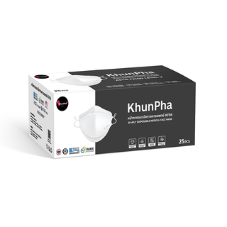 โปรโมชั่น Flash Sale : KhunPha 3D Medical Mask หน้ากากอนามัยทางการแพทย์ คุณผา (กล่อง 25ชิ้น) 4ชั้น ASTM F2100 Level 2 แมสกันฝุ่นPM2.5 ไม่เจ็บหู KF94 แมสเกาหลี แมส ทางการแพทย์ ไม่เป็นสิว