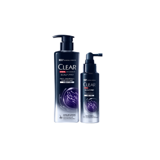 [สินค้าใหม่] เคลียร์ ชุดดูแลผม สูตรลดผมร่วง สำหรับผู้ชาย ผมดูหนาขึ้น 2 เท่า แชมพู + เซรั่ม 300 + 70 มล Clear Men Anti-Dandruff Scalp Pro Anti-Hairfall Fortifying Shampoo 300 ml. + Serum 70 ml.