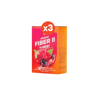 Amado FIBER ll - อมาโด้ ไฟเบอร์ ทู 3 กล่อง (1กล่อง บรรจุ 5 ซอง )