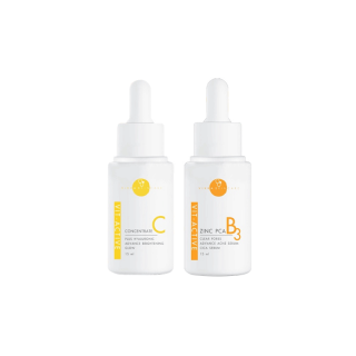 VIKKASKINCARE Vit- B3 Zinc PCA 15 ml + Vit- C วิตามินซี AA2G 20 % 15 ml เซรั่มรักษาสิวตัวดังครีมหมอกุ้ง และจุดด่างดำ