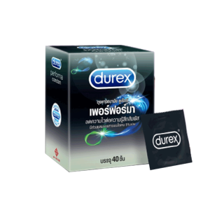 Durex ดูเร็กซ์ เพอร์ฟอร์มา ถุงยางอนามัยลดความไวต่อความรู้สึกสัมผัส ถุงยางขนาด 52.5 มม. (40 ชิ้น) 1 กล่อง Performa