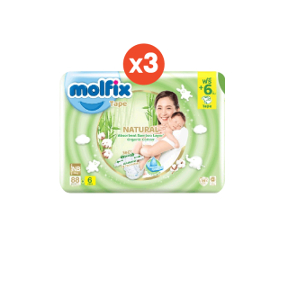 โปรโมชั่น : Molfix ผ้าอ้อมสำเร็จรูปแบบเทปโมลฟิกซ์ เนเชอรัล เทป แรกเกิด 886 ชิ้น x3 ยกลัง