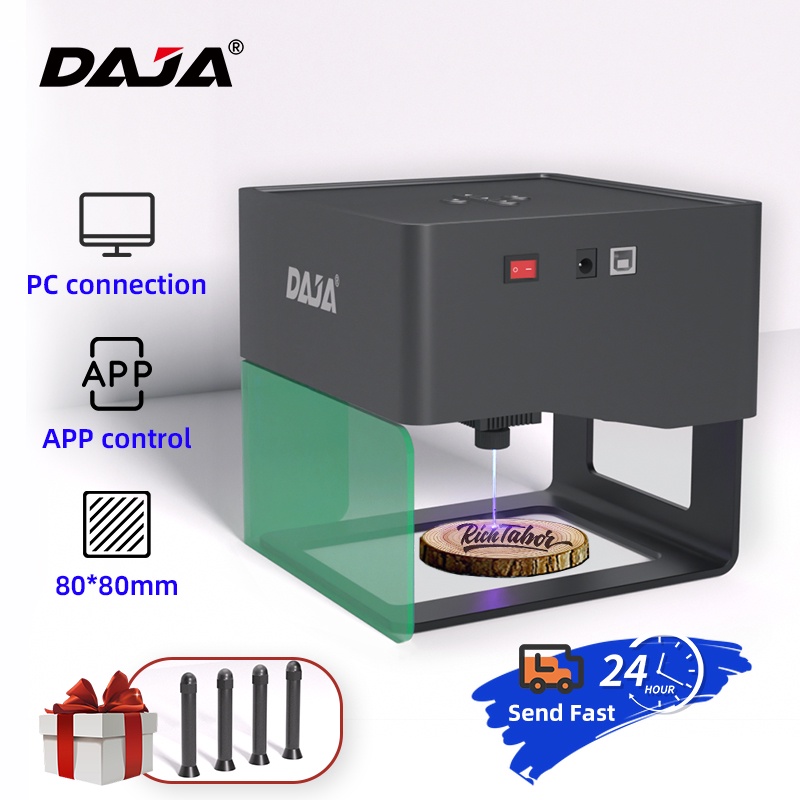 DAJA DJ6 เครื่องแกะสลักเลเซอร์มินิแบบพกพา DIY อะคริลิค Non-metal ไม้หนังไม้ไผ่แกะสลัก