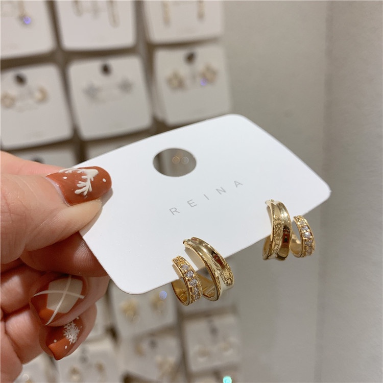 ต่างหูเงิน เกรด 925 ประดับเพทาย แบบครึ่งวงกลม สไตล์ฝรั่งเศส - รูปที่ 4