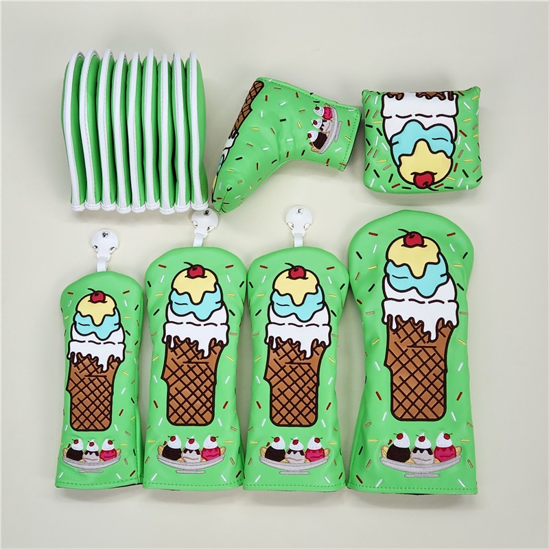 Ice Cream Pattern Golf Wood Cover Driver/Fairway Wood/Hybrid UT Headcover Golf Club Protector