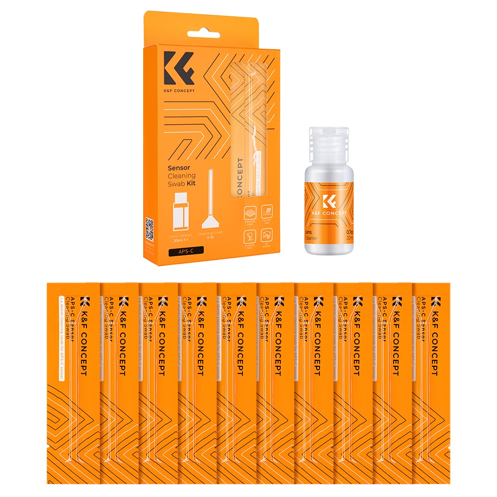 K&F Concept 16/24 มม. APS ไม้กวาดเซ็นเซอร์ทําความสะอาดชุดทําความสะอาดเซ็นเซอร์มิเรอร์เลส(10 ชิ้น*ไม้
