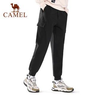 Camel กางเกงกีฬา กางเกงคาร์โก้ ขายาว ผ้าทอ แบบบาง