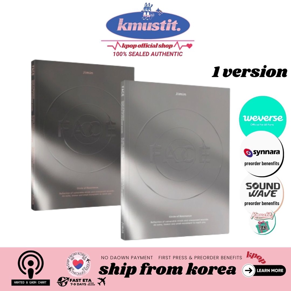 BTS Jimin FACE photobook  + weverse / soundwave / synnara  preorder benefits ❥ KMUSTIT  KPOP pre order benefits  free gifts  Ship From Korea