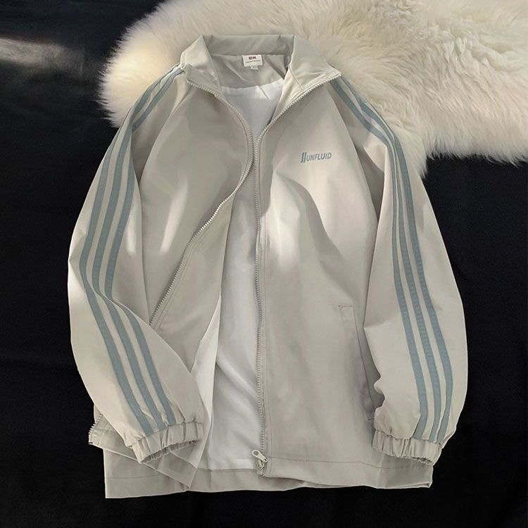 เสื้อคลุมแขนยาว เสื้อแจ็คเก้ตผ้าร่ม(สีฟ้า/สีดำ/สีเทา)Jacket รุ่นขนาด S-XL ทรงหลวม **ผอม อวบ อ้วน ใส่ได้