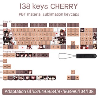 Genshin Impact Keycaps Hutao Youla Game Character Anime Cherry Profile PBT Dye Sublimation Mechanical Keyboard 64 68 84 98Keycap