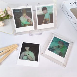 【Instax เคสแสดงรูปโพลารอยด์ ทรงสี่เหลี่ยม กว้าง กว้าง อะคริลิค 2 ช่อง ความชัดเจนสูง สําหรับจัดเก็บโฟโต้การ์ด ตั้งโต๊ะ