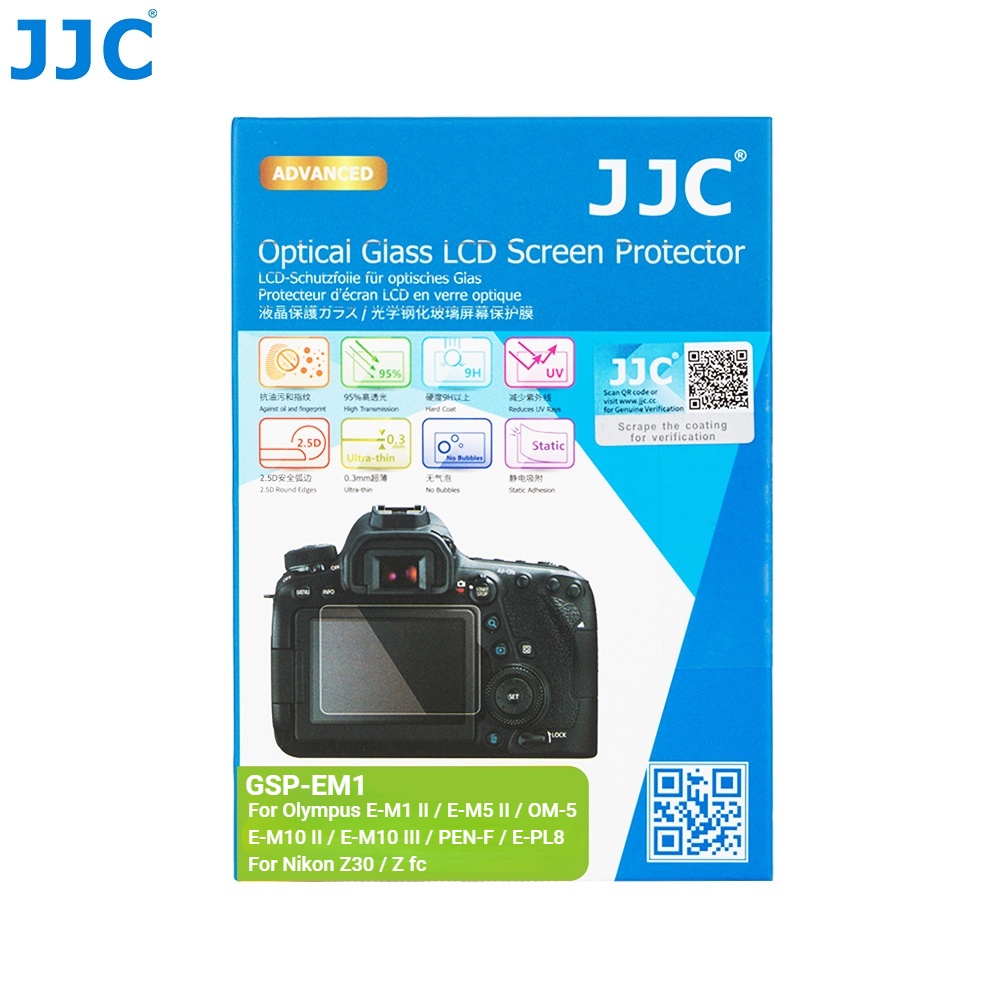 JJC กระจกนิรภัยป้องกันหน้าจอ HD สำหรับกล้อง Nikon Z30 Z fc ZFC, Olympus OM-5 II E-M10 Mark IV III II