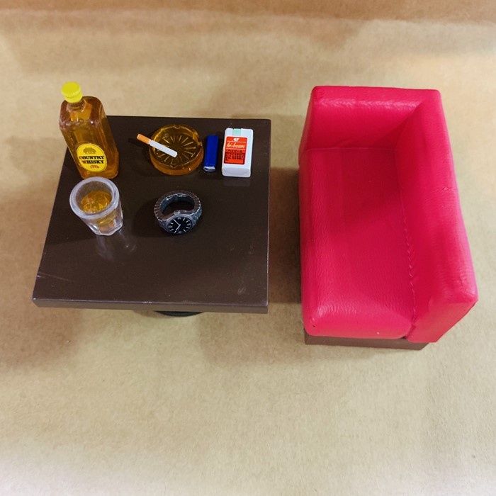 ✨ R RE-MENT ของเล่นอาหารญี่ปุ่น Platter จําลองมินิโซฟานาฬิกากรณีบุหรี่ไวน์ตกแต่งตารางอาหารของเล่น