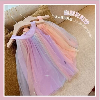 🧸 ส่งจากไทย🧸สไตล์เกาหลี ชุดเดรสเด็กผู้หญิง กระโปรงผ้าทูลสีรุ้ง ชุดเดรสวันเกิดเด็กหญิง ชุดไปงานปาร์ตี้เด็ก 2-8ป